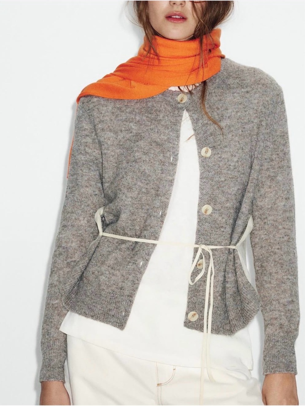 Zara Mixed Media Grey Knit Cardigan Wool Blend Small BNWT